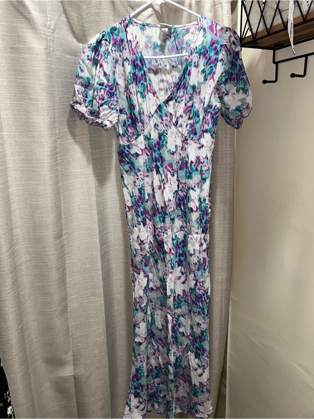a new day Floral Maxi Dress in White, Teal & Purple